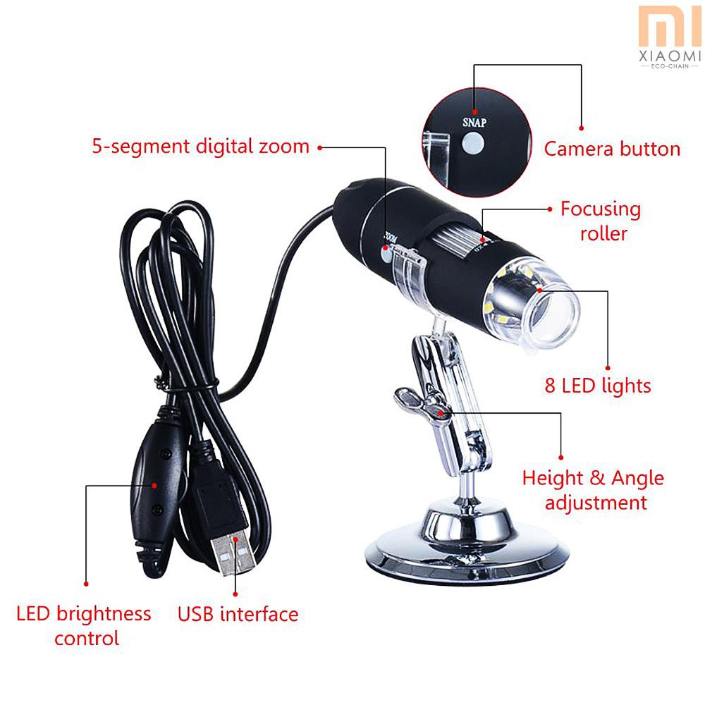 【shine】1600X USB Digital Portable Microscope for Industrial View Hand-held Detecting with Adjustable 8 LED Lights Magnifier