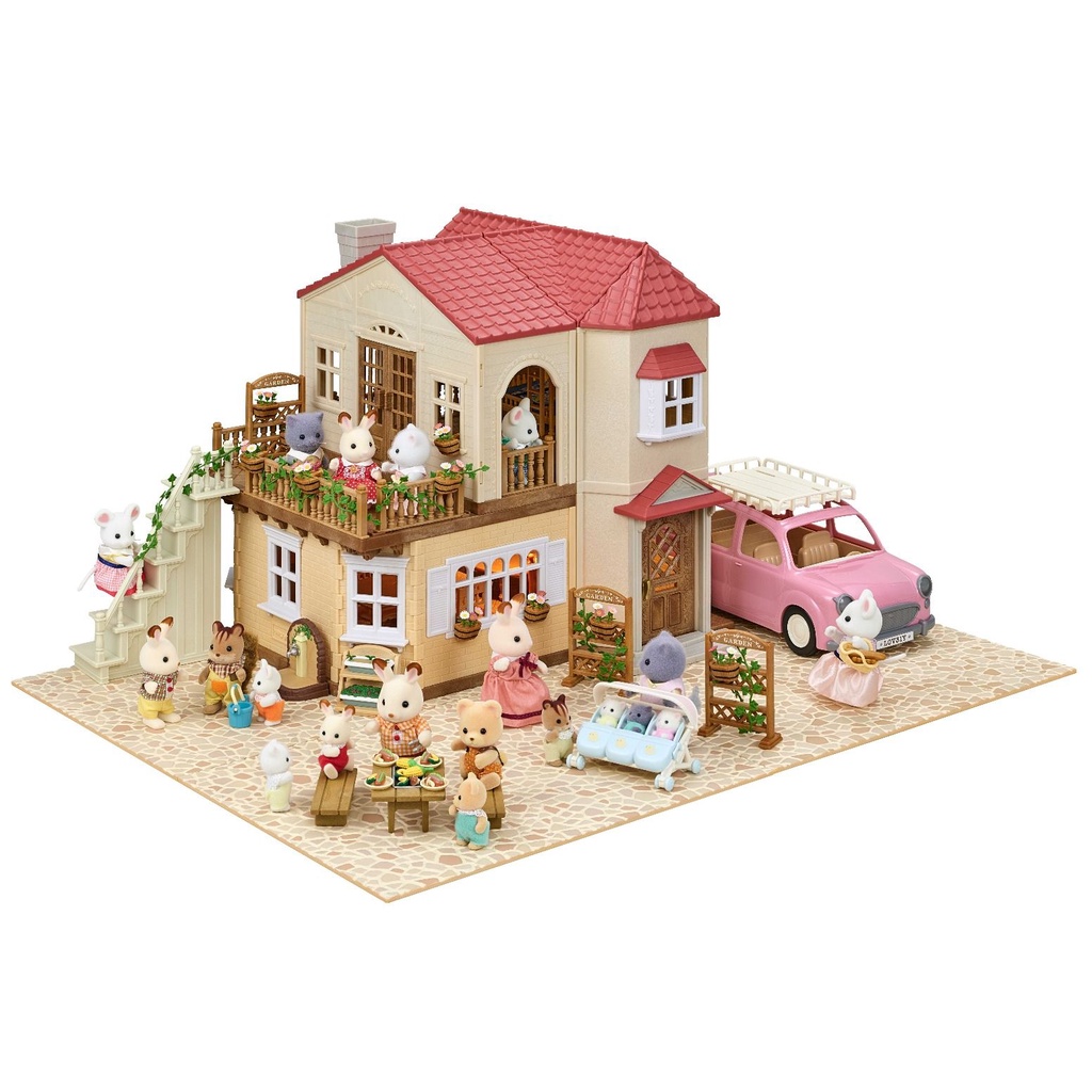 Đồ Chơi Sylvanian Families Tấm Nền Đá Cuội Và Sàn Gỗ Trang Trí Cobblestone Plate