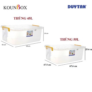 Thùng Nhựa Duy Tân Trong Suốt 45 lít (63,4 x 42,7 x 23,9 cm) - 55 lít (67,6 x 45,7 x 25,4 cm)