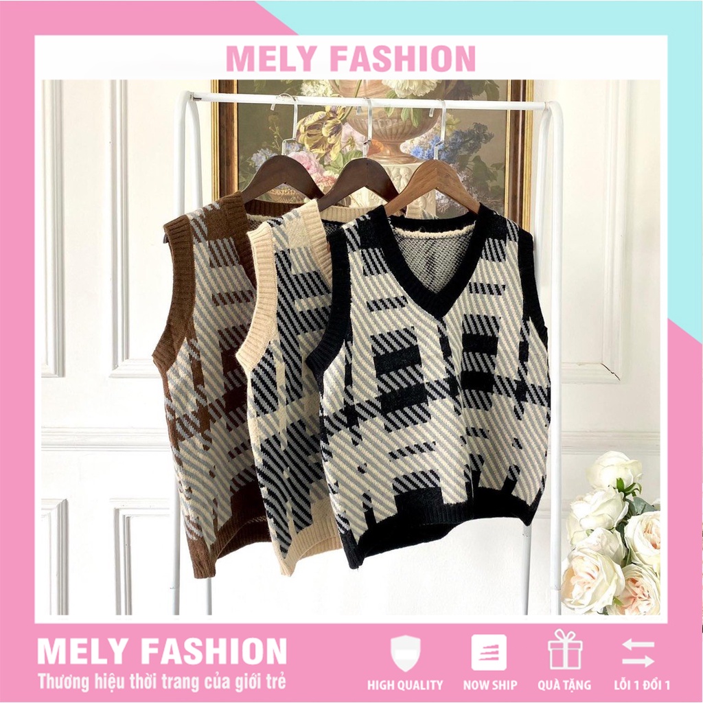 Áo len gile nữ hàn quốc from rộng họa tiết thổ cẩm phong cách Ulzzang xinh xắn Quảng châu LOẠI 1 siêu đẹp AL08