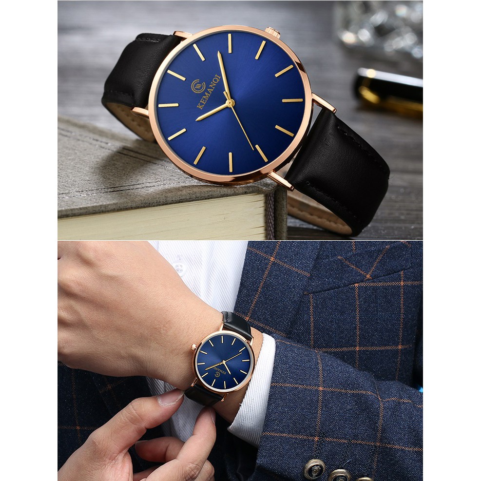 Đồng Hồ Nam Dây Da Siêu Mỏng Thiết Kế Đơn Giản Thời Trang