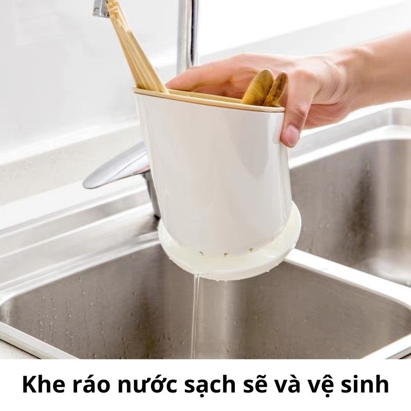 Ống đựng đũa thìa nhựa nhiều ngăn cắm đũa có lỗ thoáng và khe thoát nước vệ sinh