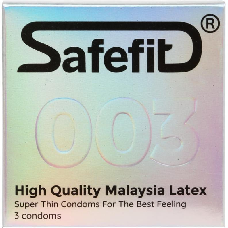 Bao cao su Siêu mỏng 0.029mm SafeFit Cao Cấp Malaysia Latex Hộp 3 cái CON407 xịn