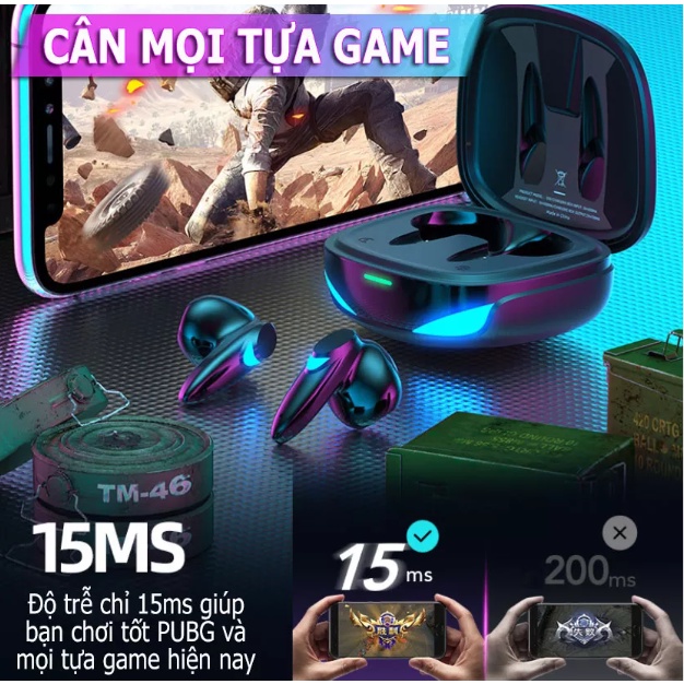 Tai nghe Bluetooth Không Dây TWS-G10S Bluetooth 5.2 Dual Core thời trang sang trọng pin tốt nghe liên tục 7h