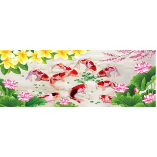 Tranh đính đá cá chép hoa sen yn5117 150x72cm, chưa đính