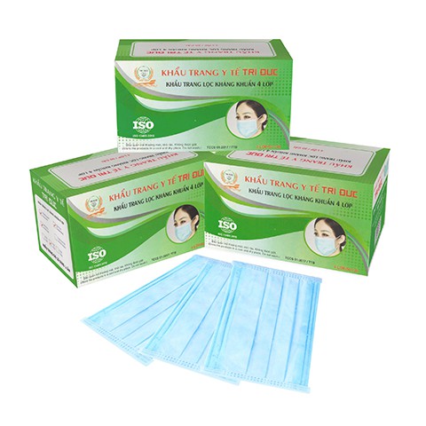 Khẩu Trang Y Tế Trí Đức Cao Cấp Loại 4 Lớp - hộp 50 cái chuẩn công ty