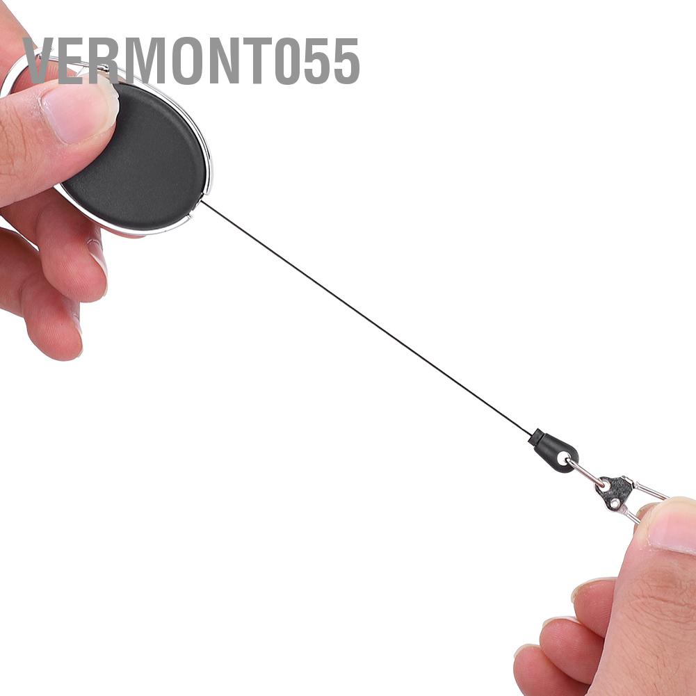 Vermont055 Outdoor Retractable Wire Keychain Anti-theft Anti-lost Key Ring Camping Tools Carabiner