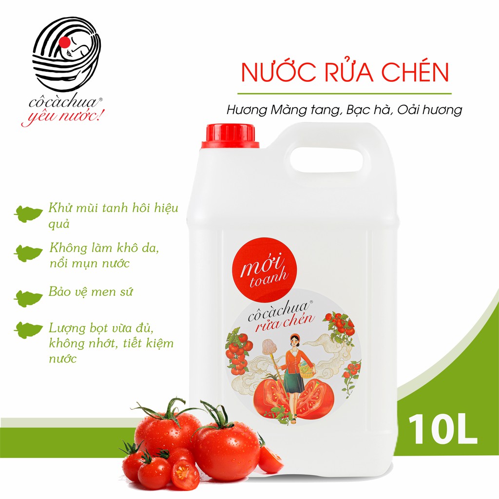 Nước Rửa Chén Sinh Học 10L Cô Cà Chua Mới Toanh An Toàn Cho Bé Bảo Vệ Da Tay