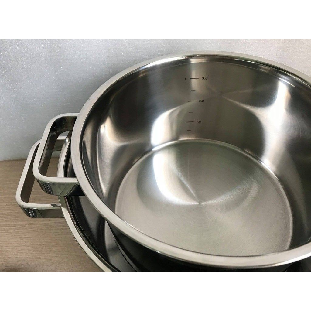Nồi thân cao 3 đáy inox 304 Fivestar Plus bếp từ quai vuông nắp kính