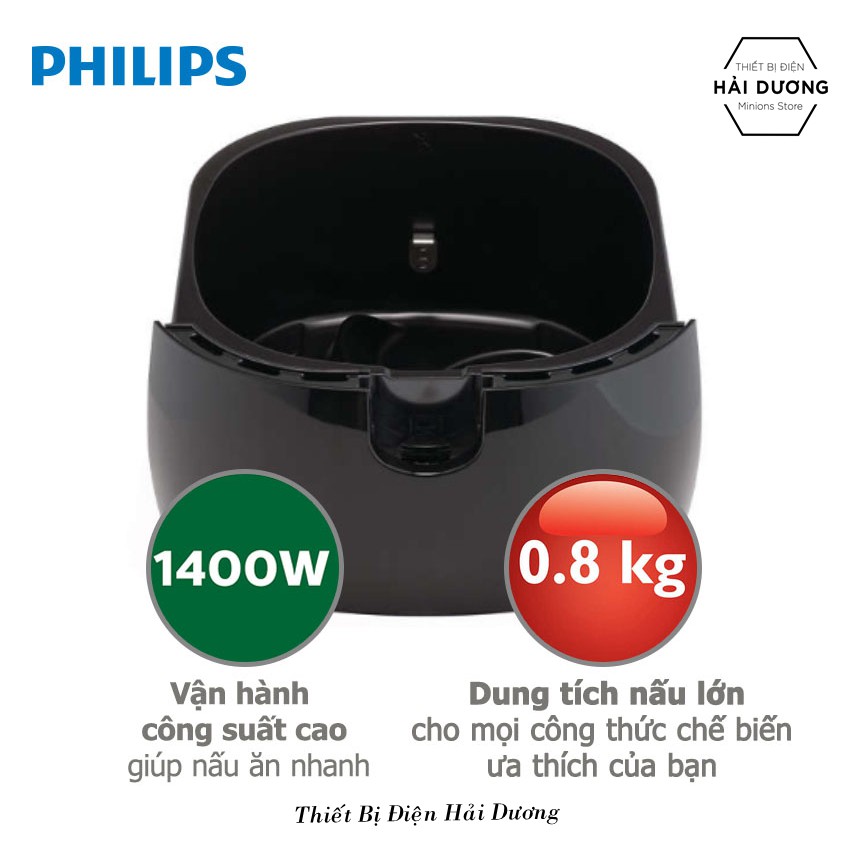 Nồi chiên không dầu Philips HD9220/20 1425W 2.2L (Đen) - Hàng nhập khẩu - Bảo hành 12 tháng