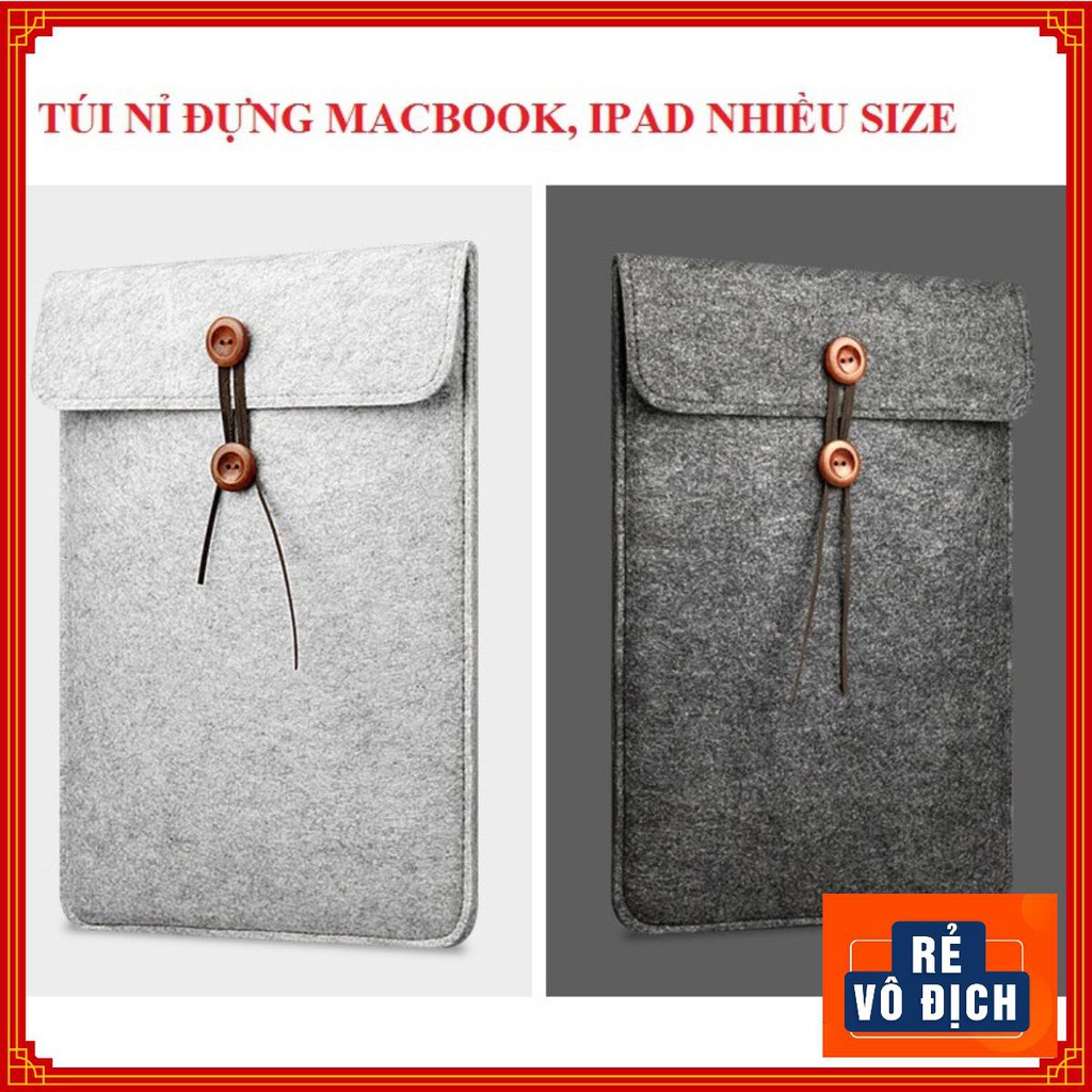 Túi Nỉ Bảo Vệ Laptop -  Macbook Air Pro 11 inch,  12 inch, 13 inch, 14 inch, 15 inch, 16 inch