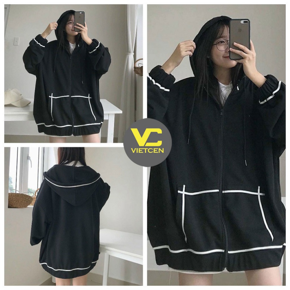 (Sỉ) Áo khoác Unisex dây kéo VIỀN RÓT áo khoác form rộng nam nữ thời trang có mũ cá tính - VIETCEN (ảnh thật)