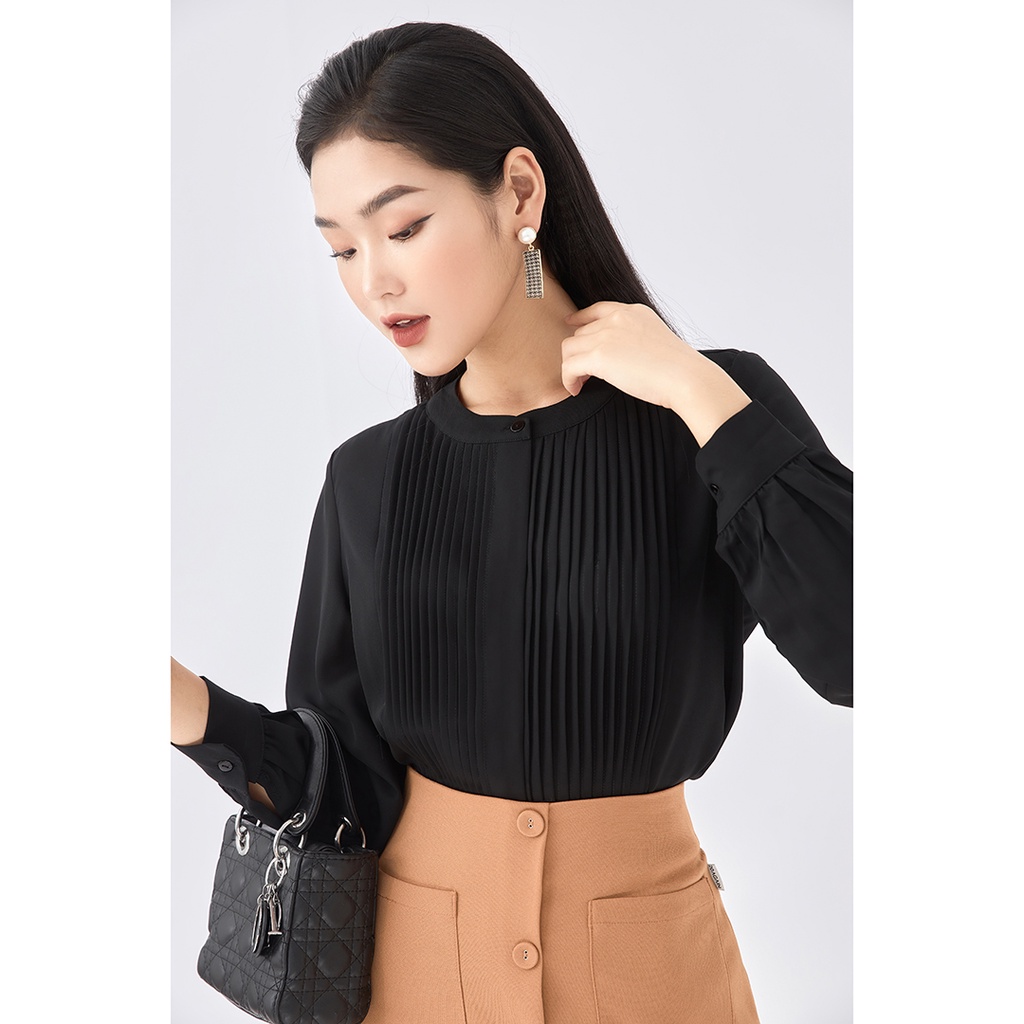 Áo sơ mi nữ công sở 20sexy by 20AGAIN thiết kế dài tay xếp ly ngực ASA1321