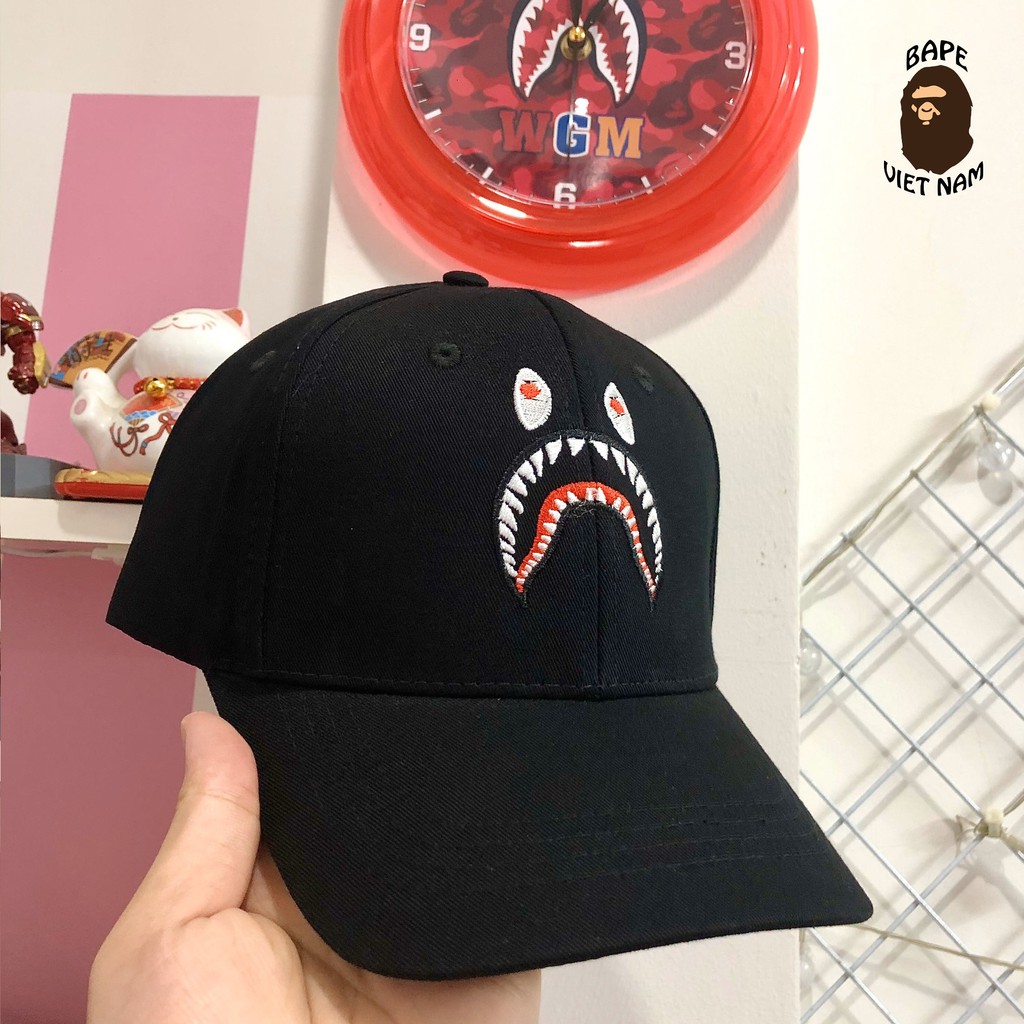 [Ảnh thật + FREESHIP] Mũ lưỡi trai Bape Shark, Nón lưỡi trai Bape Cá mập màu đen Bape VN