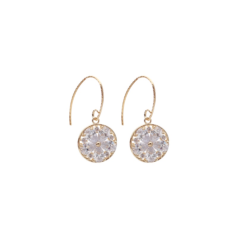 [Jiudoulan] Bông Tai Móc Tròn Hình Hoa Zircon Tinh Tế Cho Nữ