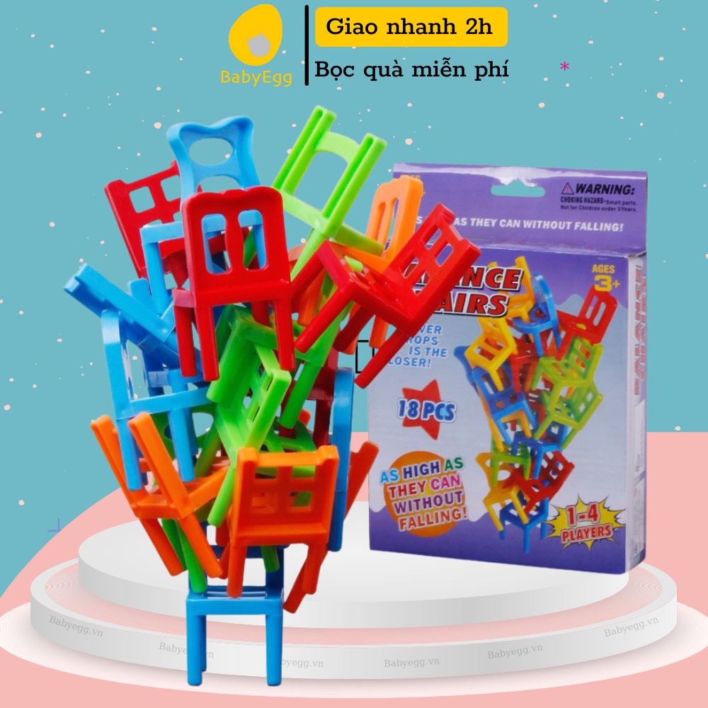 Bộ đồ chơi giáo dục tháp ghế thăng bằng tăng tương tác giữa bố mẹ và con, giúp bé học cách tập trung và học xếp thăng bằ