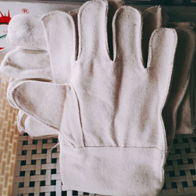 Găng tay lao động vải Kaki