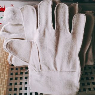 Găng tay lao động vải Kaki