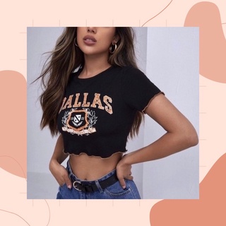 Áo thun có tay form croptop cuốn biên - chính hãng