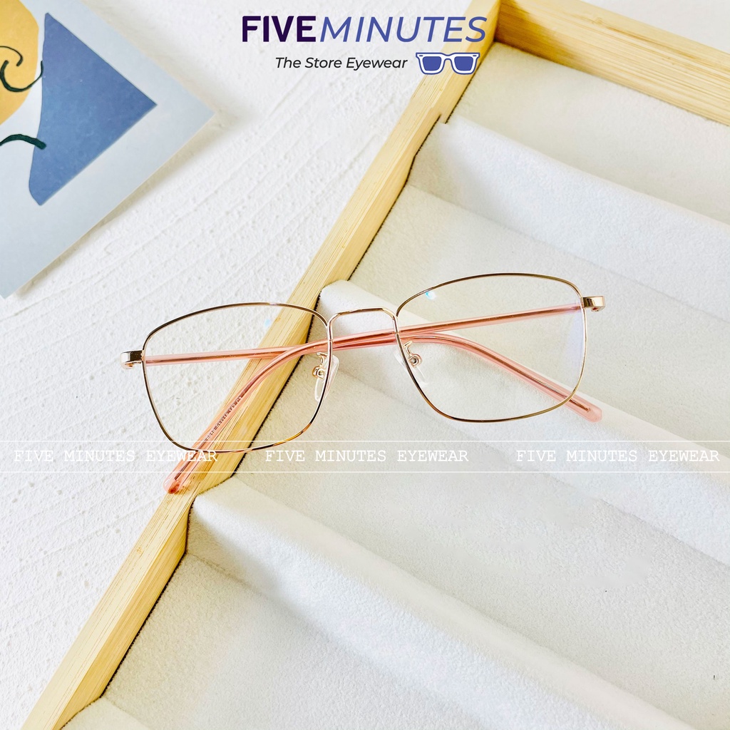 Gọng kính nam nữ, kim loại mảnh nhẹ dáng vuông bầu 8818 Siêu hot 2022 - Five Minutes Eyewear
