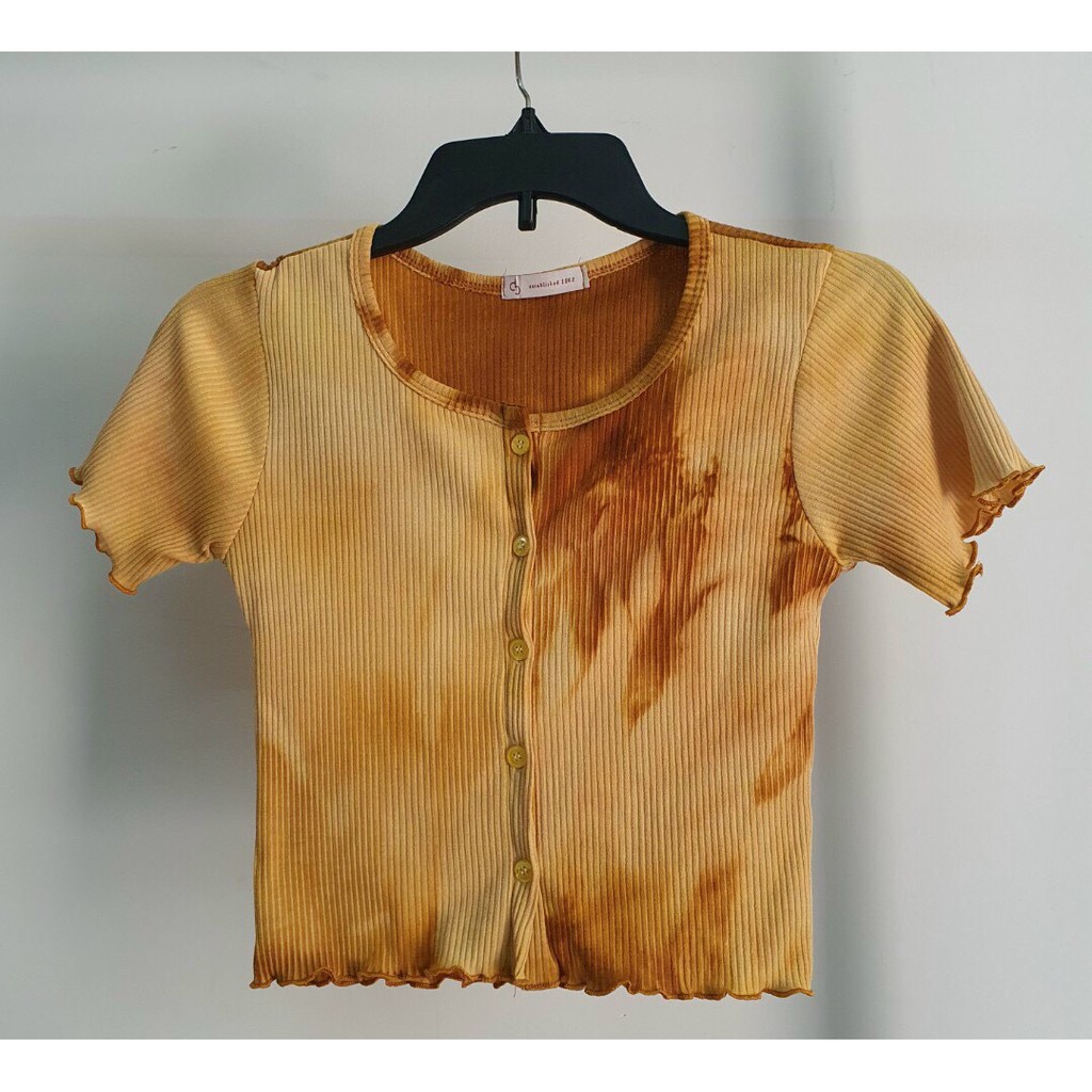 [Hàng VNXK]Áo Croptop Loang Viền Bèo - Phông Thun Loang Nhiều Màu Nữ Dáng Ôm Cuốn Viền Cổ Tim Ulzzang | BigBuy360 - bigbuy360.vn