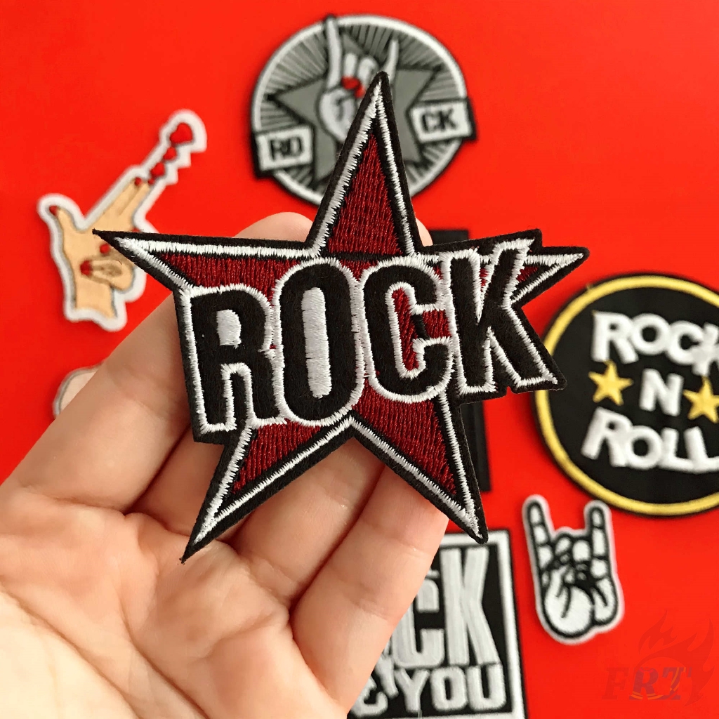 Miếng vá ủi thêu trang trí quần áo thiết kế Rock &amp; Roll