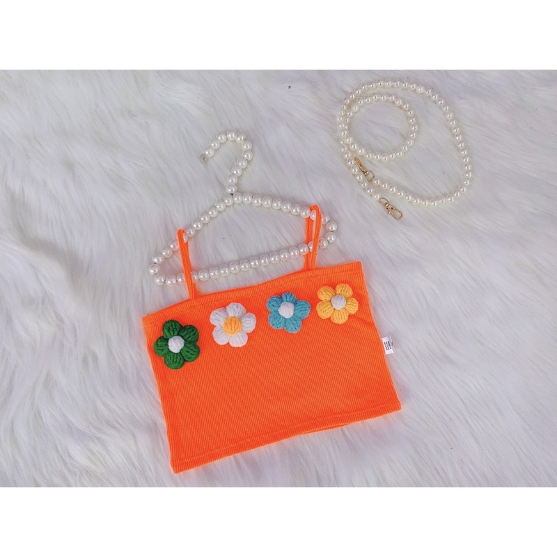 Áo Lẻ Hai Dây Kết Hoa Thêu Nổi Nhiều Màu Cho Bé Từ 7-26kg