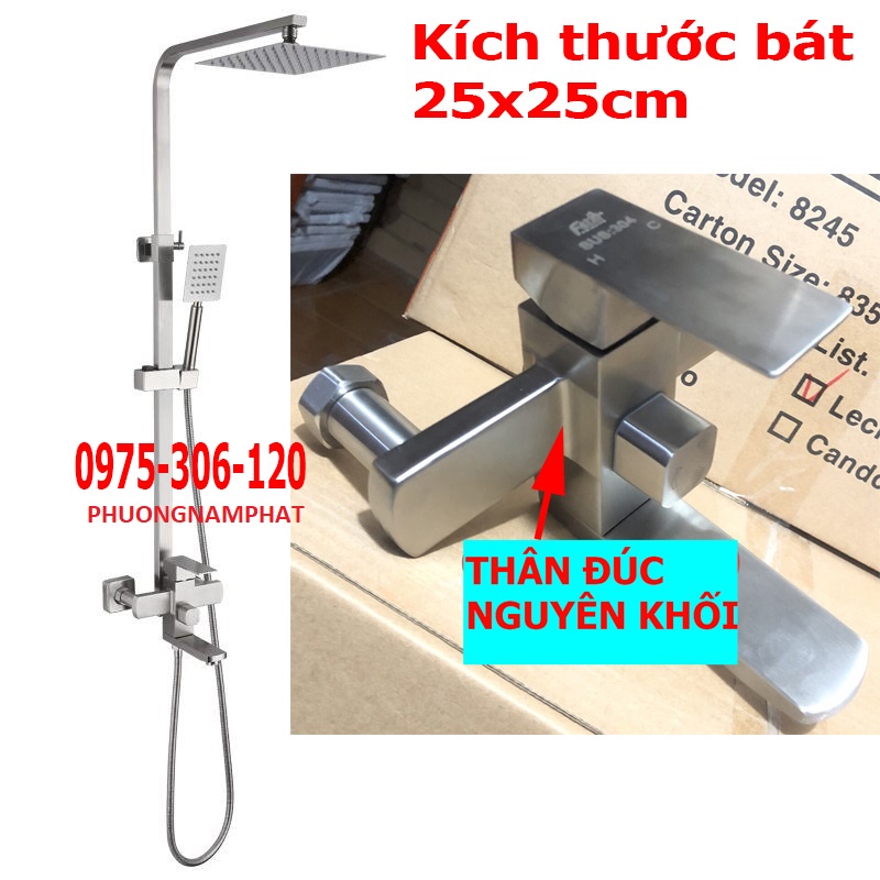 {100% INOX 304} Bộ Sen Cây Tắm Đứng Nóng Lạnh INOX 304 N1005 Fotar đầy đủ củ sen tay sen SEN CÂY VUÔNG NÓNG LẠNH