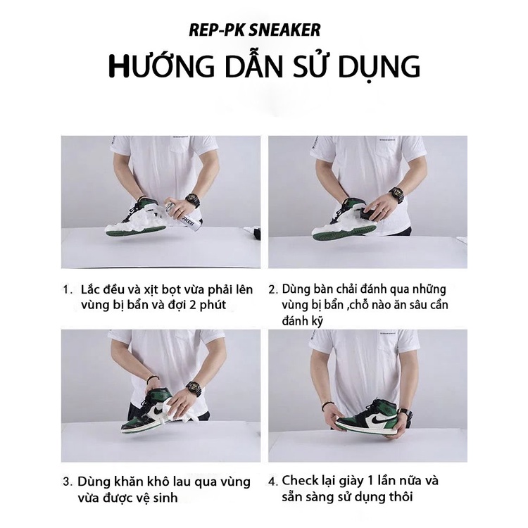 Chai vệ sinh giày sneaker dạng xịt tạo bọt chính hãng thể tích 300ml thương hiệu XIMO x REPK Sneaker