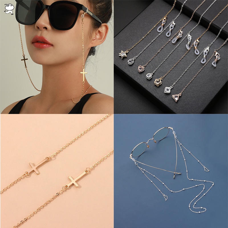 Dây Xích Gắn Mắt Kính Đeo Cổ Bằng Kim Loại Hình Trái Tim Ngôi Sao/Trái Tim/Hình Học Thời Trang Unisex