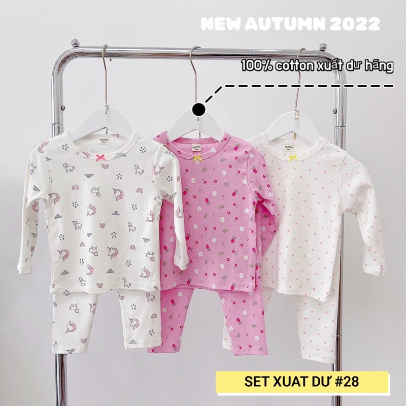[Combo xuất dư] Combo set 3 bộ chất cotton dày cho bé gái