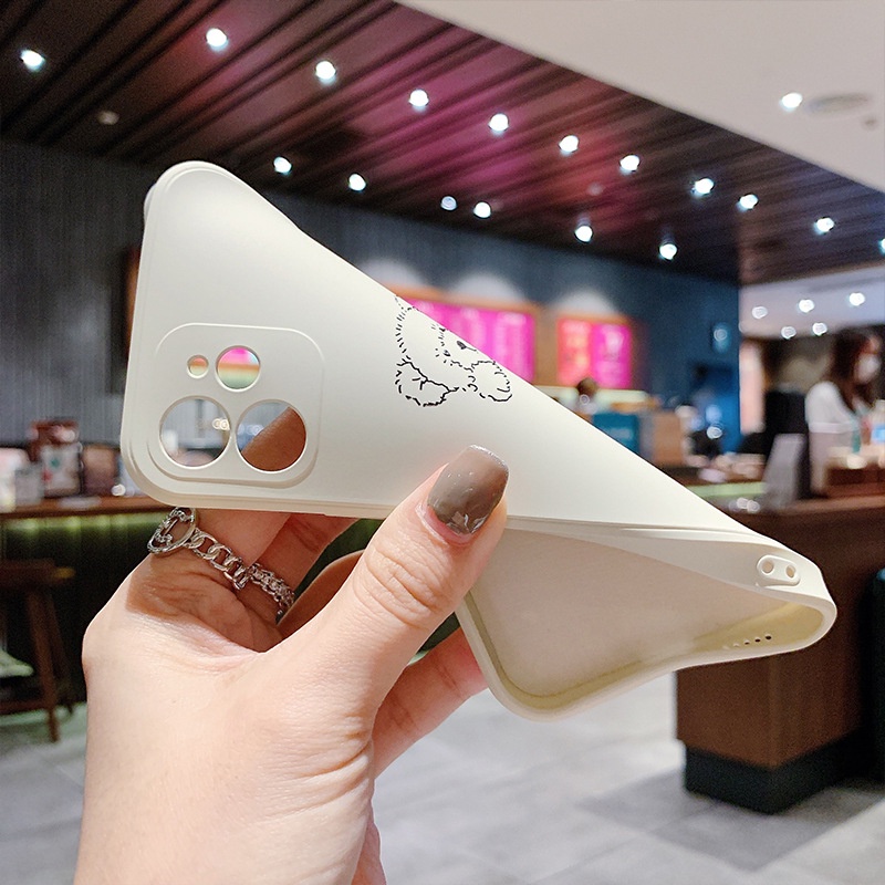 Ốp lưng iphone cạnh vuông Gấu bông đáng yêu dành cho iphone 6 đến 14promax - E225