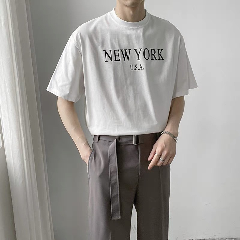 Áo thun nam nữ áo phông tee unisex New york cotton 100% đơn giản basic trắng đen form rộng trơn tay lỡ | BigBuy360 - bigbuy360.vn