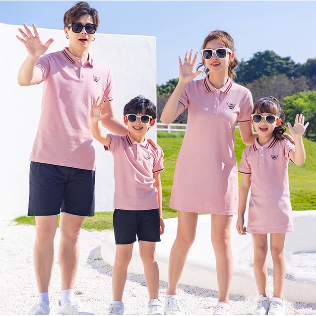 Áo polo Ngắn Tay In Chữ Thời Trang Dành Cho Cả Gia Đình