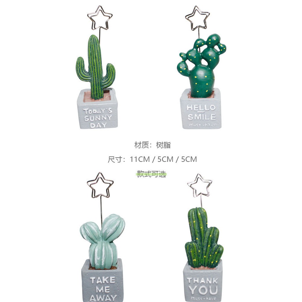 &lt;24h Lô hàng&gt; W&amp;G Home decoration creative note holder photo clip northern European cactus green plant message holder clip desktop decoration