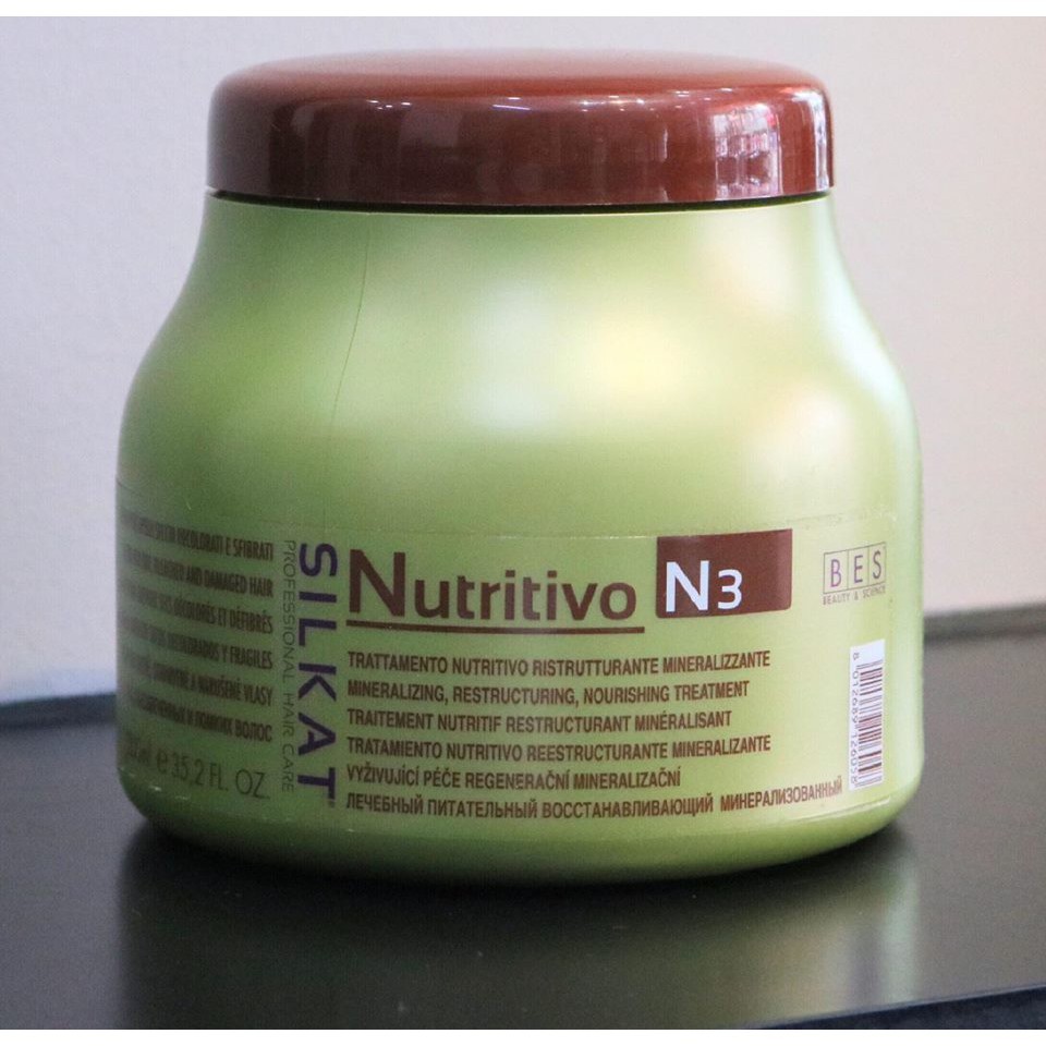Hấp dầu (Kem ủ tóc) phục hồi tóc Bes Silkat Nutritivo N3 500ml tăng cường  khoáng chất và tái tạo cấu trúc tóc - Kem ủ tóc | TheFaceHolic.com