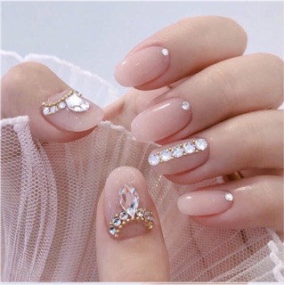 Bộ 24 móng tay giả hồng đính đá