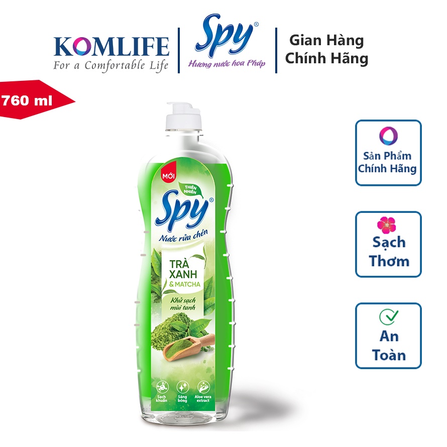 Nước rửa chén bát SPY thiên nhiên 760ml hương Quế, Gừng Sả