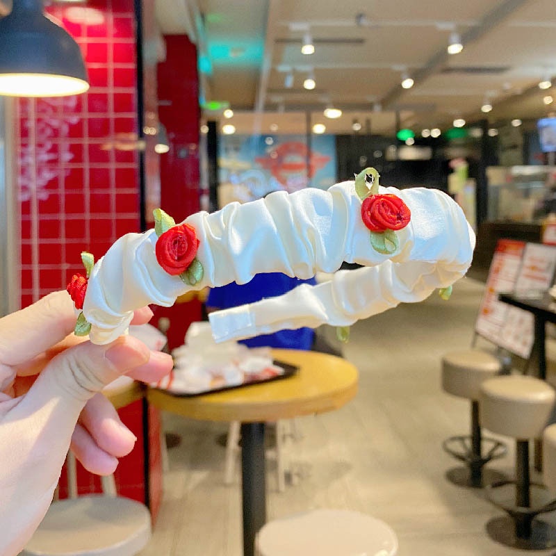 Băng Đô Xếp Ly Hoa Hồng Pháp Thanh Lịch