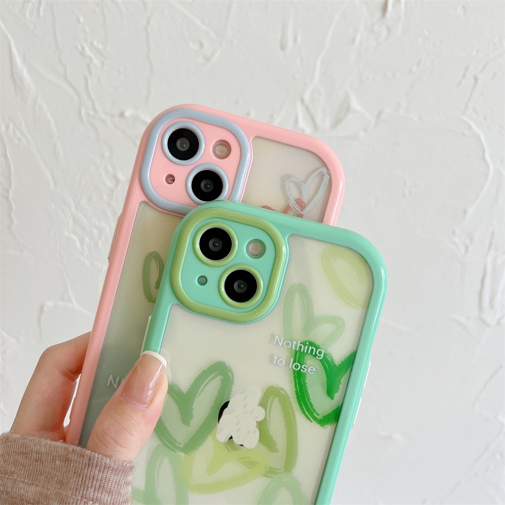 Ốp Điện Thoại Mềm Trong Suốt Họa Tiết Trái Tim Màu Gradient Cho iPhone 13 12 Max 11 Pro XS Max XR X