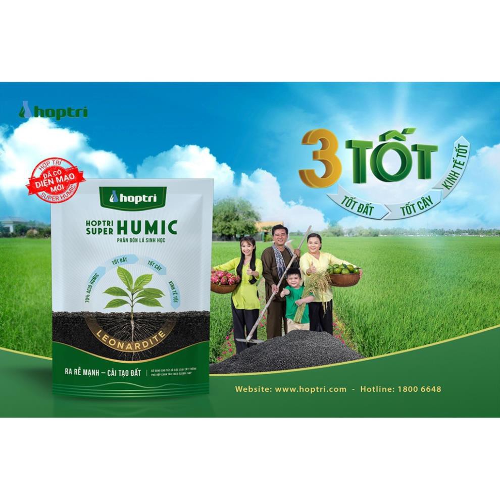 Phân Bón Lá SUPER ACID HUMIC Hợp Trí (1kg), Phân humic acid dạng bột