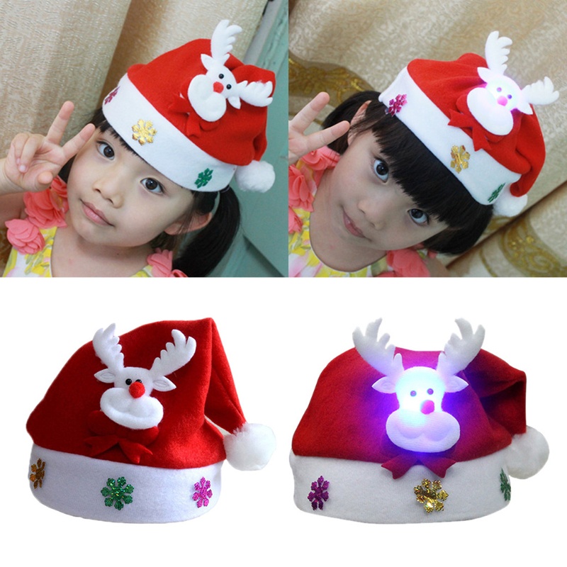 1 Mũ Ông Già Noel Tuần Lộc Người Tuyết Có Đèn LED Cho Người Lớn Và Trẻ Em