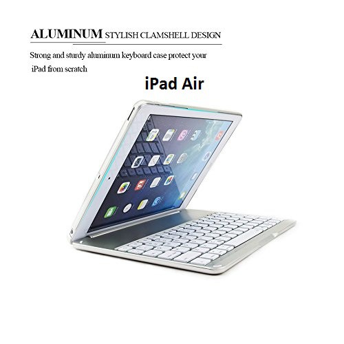 Bao da kiêm bàn phím bluetooth cho iPad Air (Bạc) tặng cáp sạc iPhone