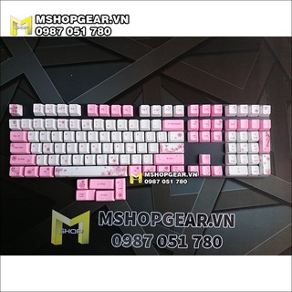 Keycap Sakura mẫu mới thick pbt dye-sub oem profile – có thêm nút shift 1.75u để chơi bàn phím custom