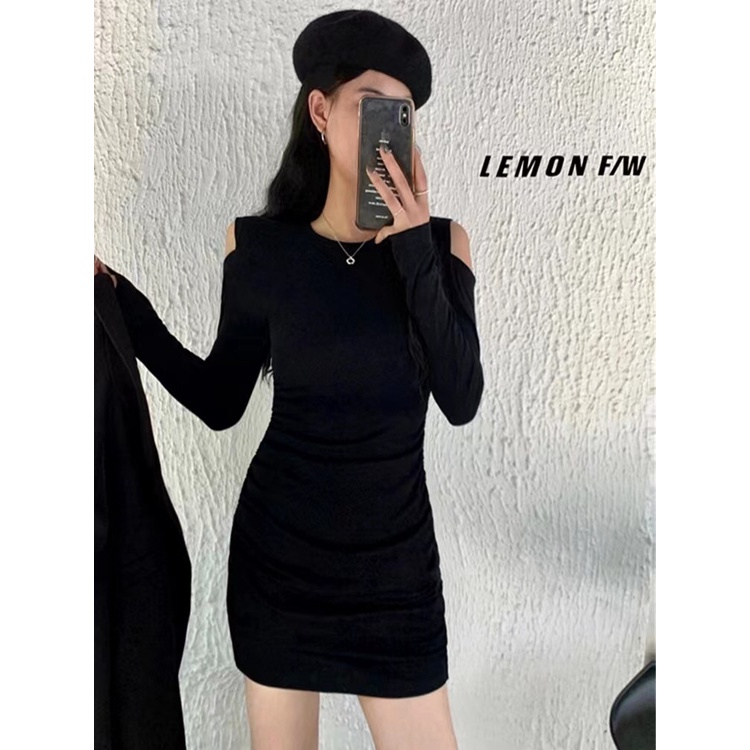 Đầm Thun Body Tay Dài Khoét Vai Cao Cấp - BLD22076