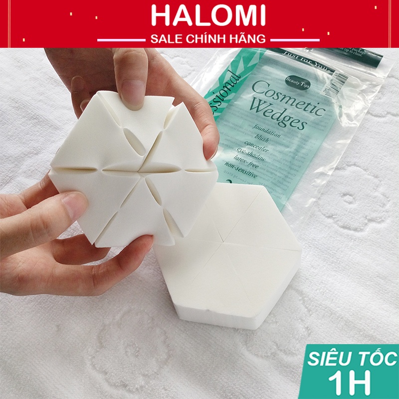 Bông mút tán nền trang điểm 24 miếng mềm mịn chuyên dùng cho makeup chính hãng HALOMI