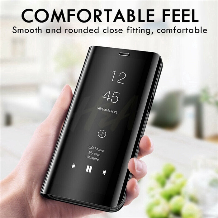 Bao da nắp gập tráng gương trong suốt thiết kế thông minh sang trọng cho OPPO A92 2020 A72 A52 | BigBuy360 - bigbuy360.vn
