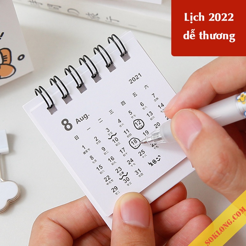 [Mã 252LIFESALE giảm 10% đơn 99K] Lịch 2022 mẫu hoạt hình dễ thương để bàn ghi chú S04