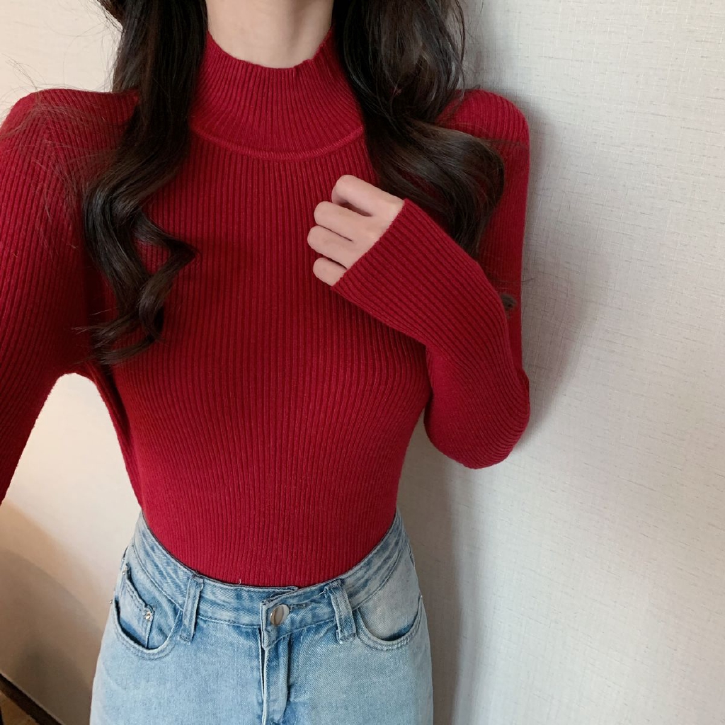 Áo Sweater 172154 Dệt Kim Cổ Lọ Phong Cách Hàn Quốc Xinh Xắn Thời Thượng | BigBuy360 - bigbuy360.vn