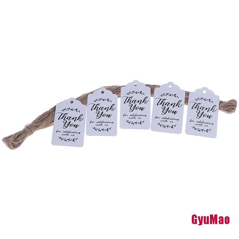 Set 100 Thẻ Giấy Kraft In Chữ Thank You Dùng Để Trang Trí Quà Tặng Tiệc Cưới